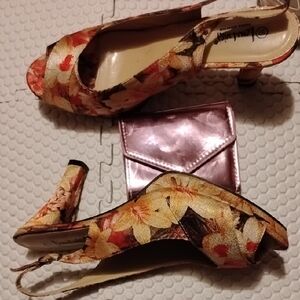 Elegant Floral Peep-Toe High Heels#FREE WALLET